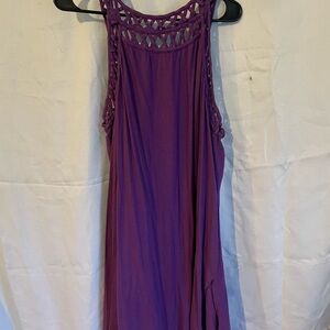 Purple Sleeveless Dress with Crochet Details